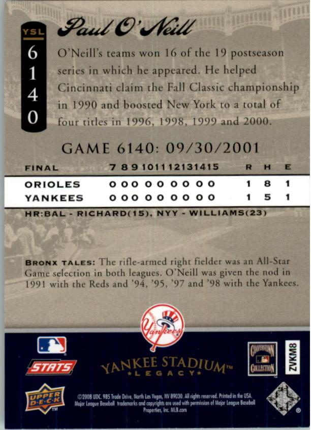 2008 Upper Deck Yankee Stadium Legacy Collection Baseball Card Pick 5107-6741 - Picture 268 of 382