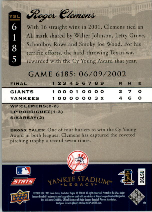 2008 Upper Deck Yankee Stadium Legacy Collection Baseball Card Pick 5107-6741 - Picture 288 of 382