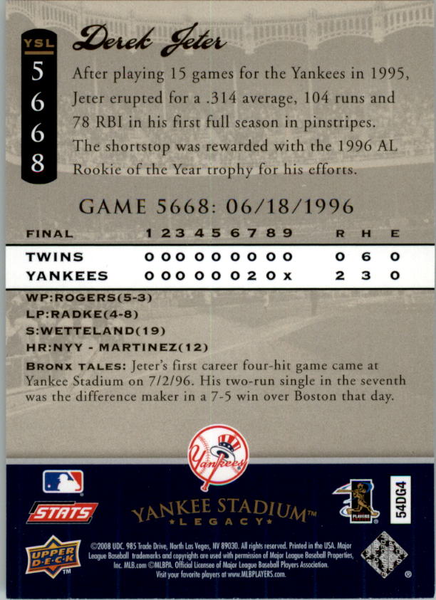 2008 Upper Deck Yankee Stadium Legacy Collection Baseball Card Pick 5107-6741 - Picture 188 of 382