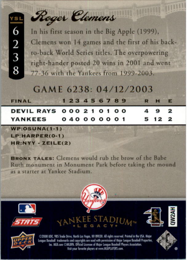 2008 Upper Deck Yankee Stadium Legacy Collection Baseball Card Pick 5107-6741 - Picture 300 of 382