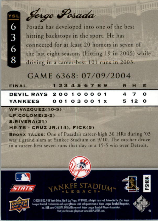 2008 Upper Deck Yankee Stadium Legacy Collection Baseball Card Pick 5107-6741 - Picture 328 of 382
