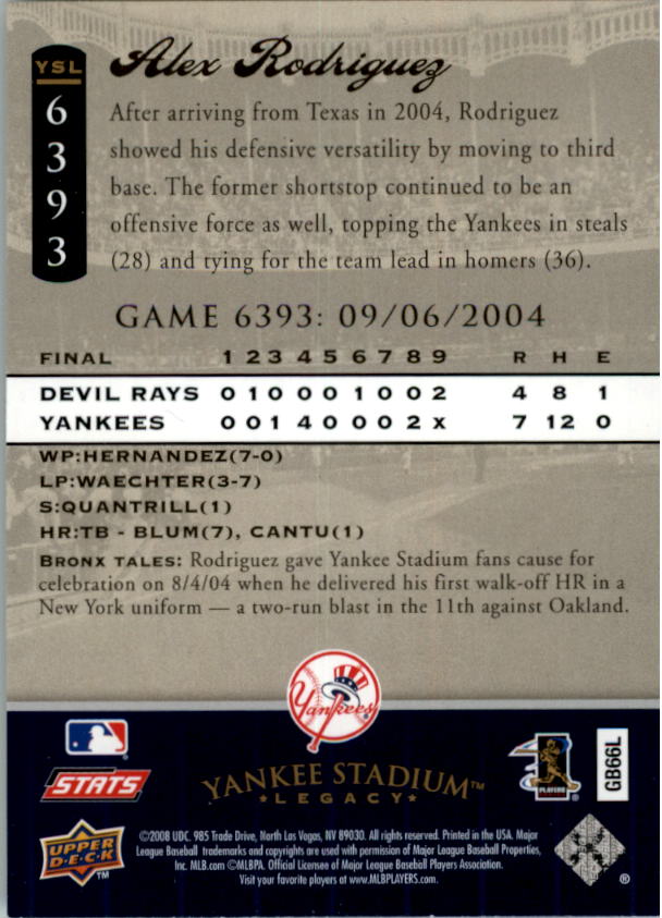2008 Upper Deck Yankee Stadium Legacy Collection Baseball Card Pick 5107-6741 - Picture 338 of 382