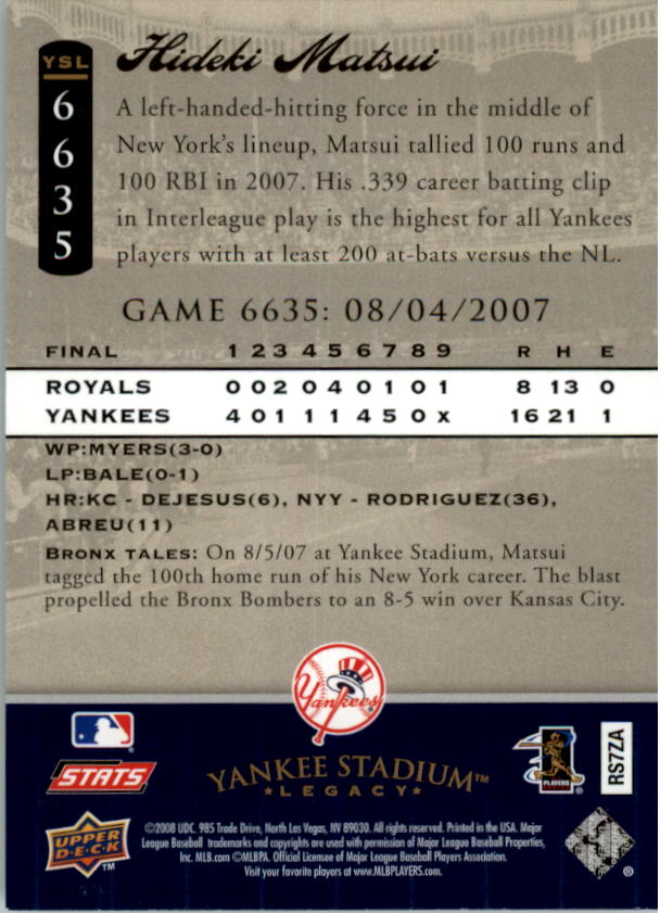 2008 Upper Deck Yankee Stadium Legacy Collection Baseball Card Pick 5107-6741 - Picture 360 of 382