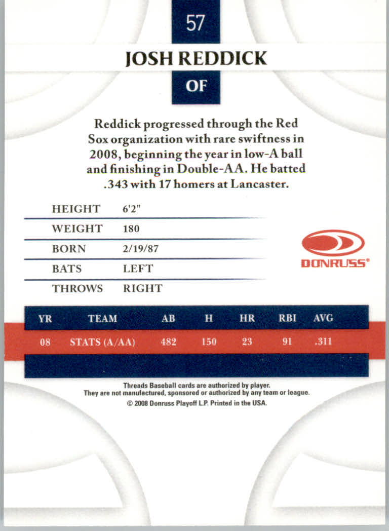 2008 Donruss Threads Baseball "Main Set" Cards #1 to #148 - Picture 109 of 196