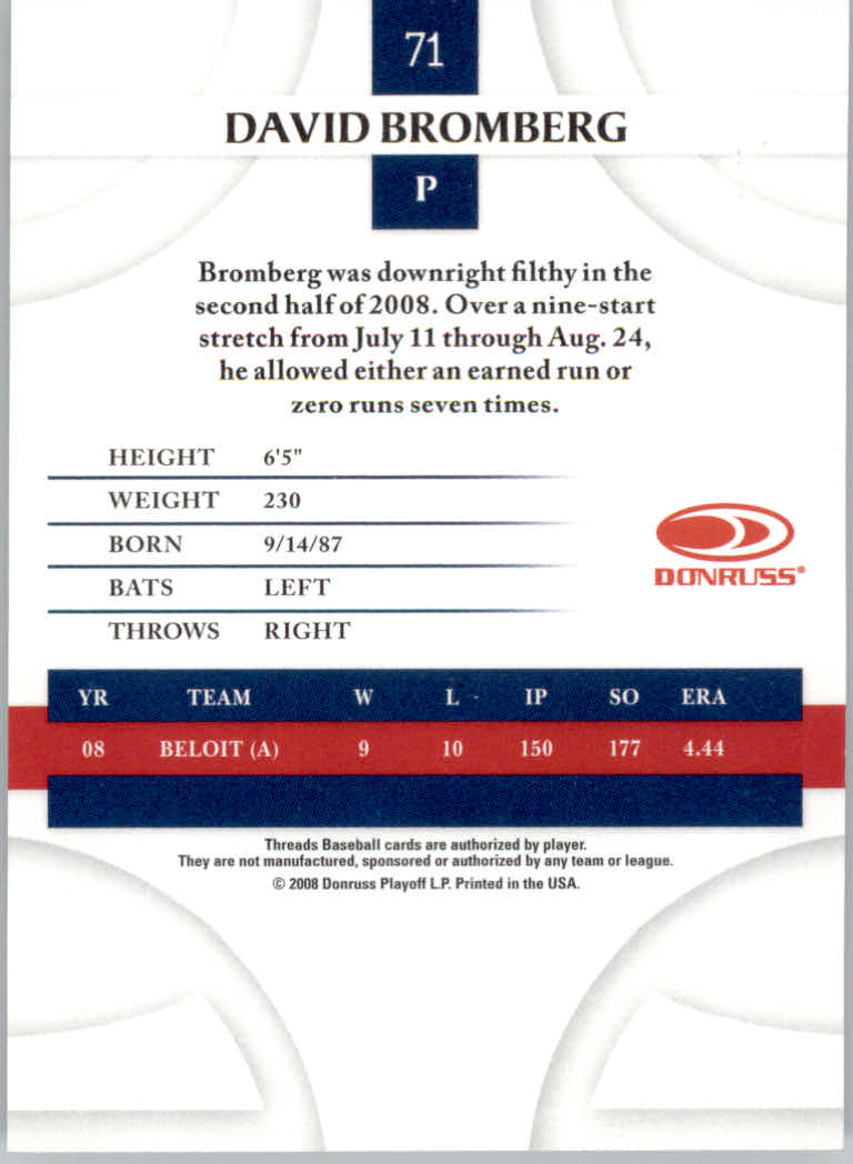 2008 Donruss Threads Baseball "Main Set" Cards #1 to #148 - Picture 137 of 196