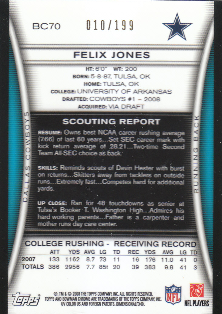 2008 Bowman Chrome Football Part 3 Rookie Autographs Bronze Silver Cards - Picture 43 of 49