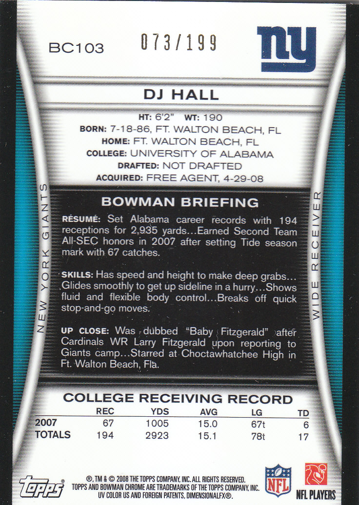 2008 Bowman Chrome Football Part 3 Rookie Autographs Bronze Silver Cards - Picture 49 of 49