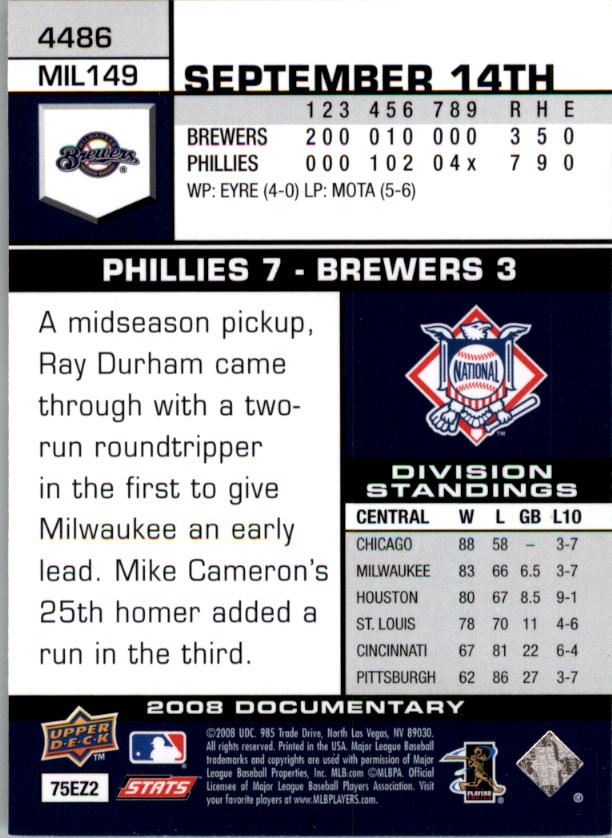 2008 Upper Deck Documentary Gold Baseball Card Pick 4234-4691 - Picture 73 of 209