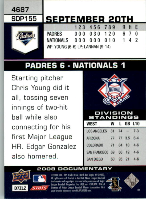 2008 Upper Deck Documentary Gold Baseball Card Pick 4234-4691 - Picture 205 of 209