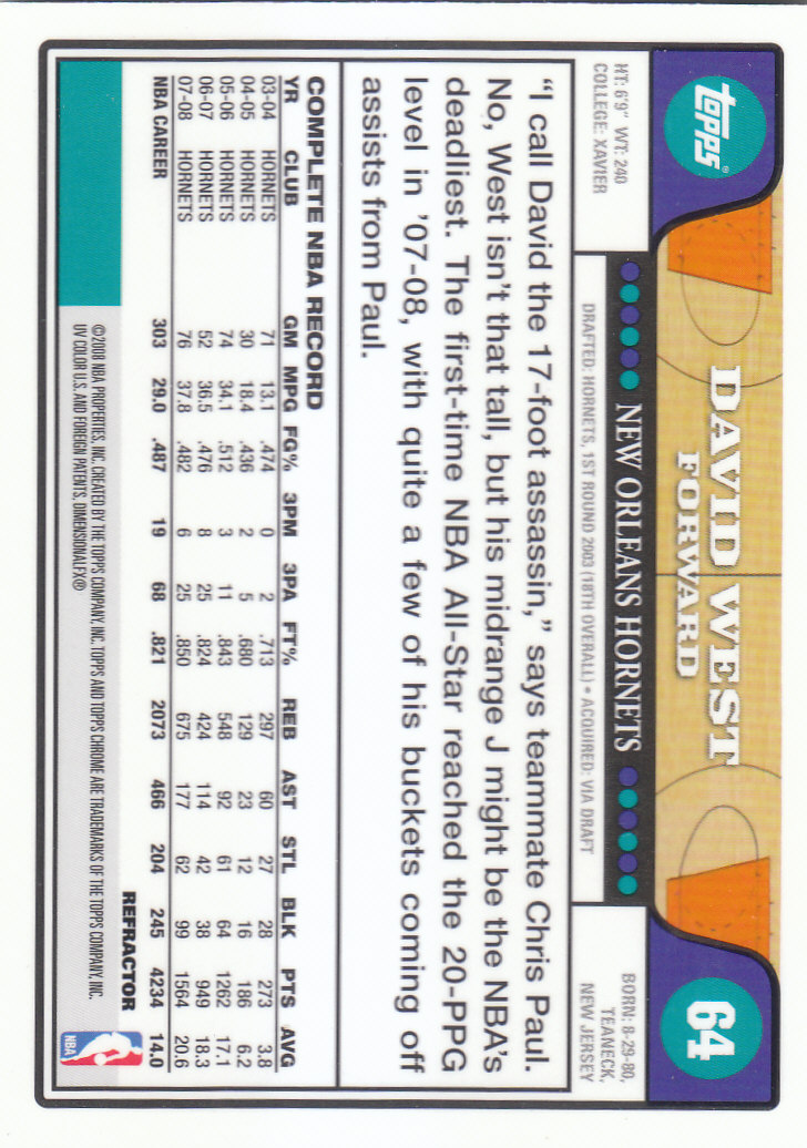 2008/2009 tarjetas paralelas refractoras de baloncesto cromadas parte 2 Topps - Imagen 49 de 255