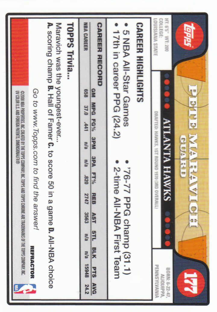 2008/2009 tarjetas paralelas refractoras de baloncesto cromadas parte 2 Topps - Imagen 115 de 255