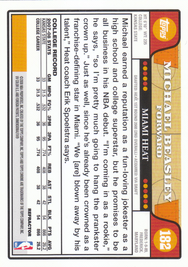 2008/2009 tarjetas paralelas refractoras de baloncesto cromadas parte 2 Topps - Imagen 117 de 255