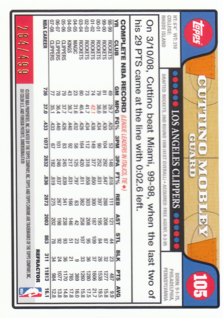 2008/2009 tarjetas paralelas refractoras de baloncesto cromadas parte 2 Topps - Imagen 173 de 255