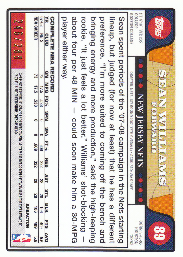 2008/2009 tarjetas paralelas refractoras de baloncesto cromadas parte 2 Topps - Imagen 237 de 255