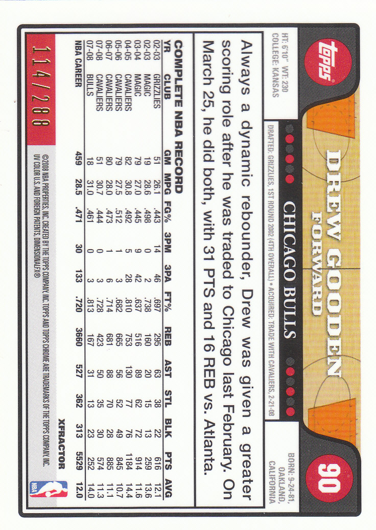 2008/2009 tarjetas paralelas refractoras de baloncesto cromadas parte 2 Topps - Imagen 239 de 255