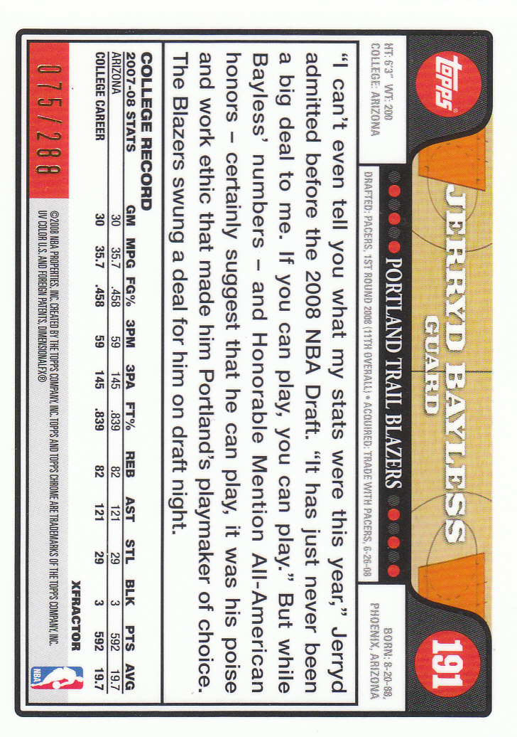 2008/2009 tarjetas paralelas refractoras de baloncesto cromadas parte 2 Topps - Imagen 251 de 255