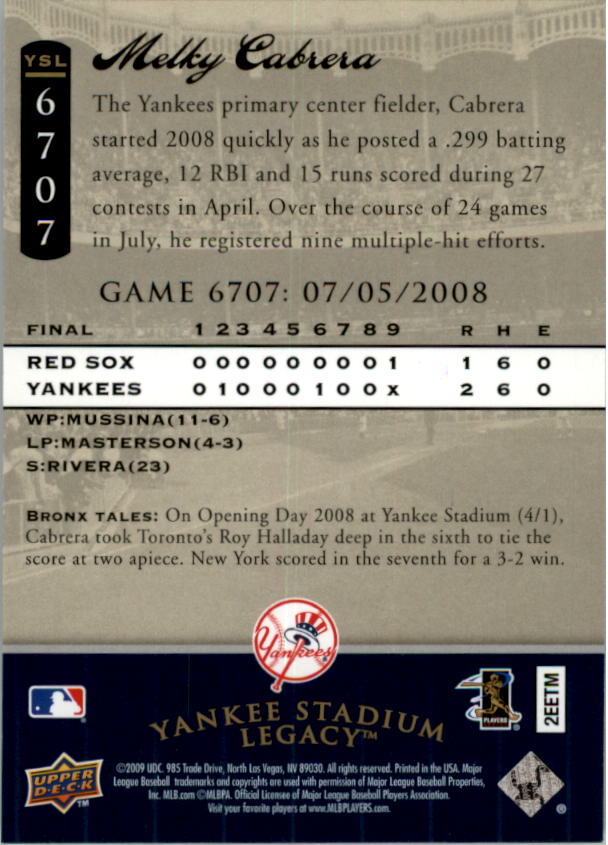 2008 Upper Deck Yankee Stadium Legacy Collection Baseball Card Pick 5107-6741 - Picture 374 of 382