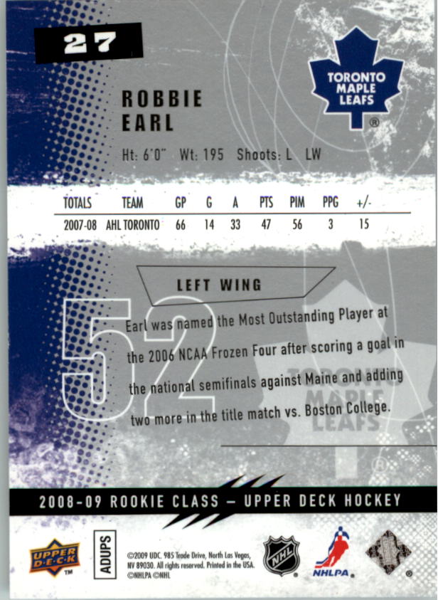 2008-09 Upper Deck Rookie Class Hockey Card Pick - Picture 35 of 77