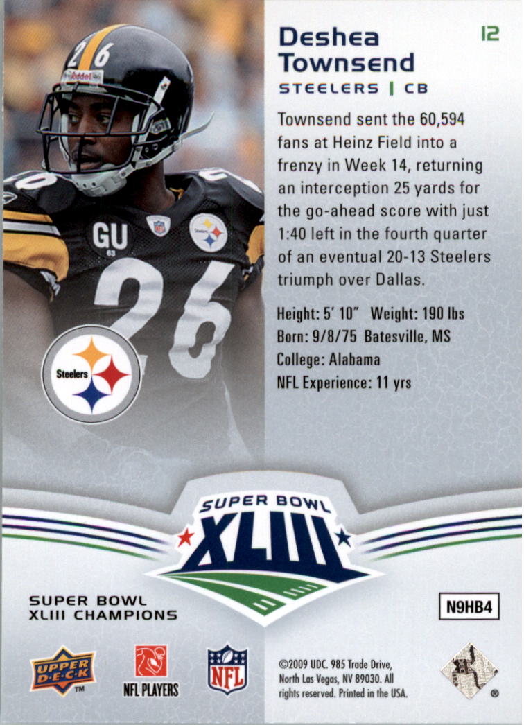 2009 Upper Deck Steelers Super Bowl XLIII Champions Set