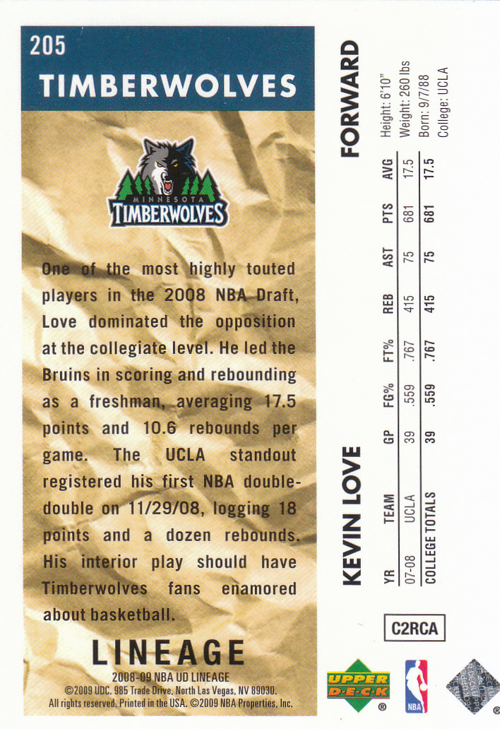 2008/2009 Lineage (Upper Deck) Basketball - Picture 284 of 319