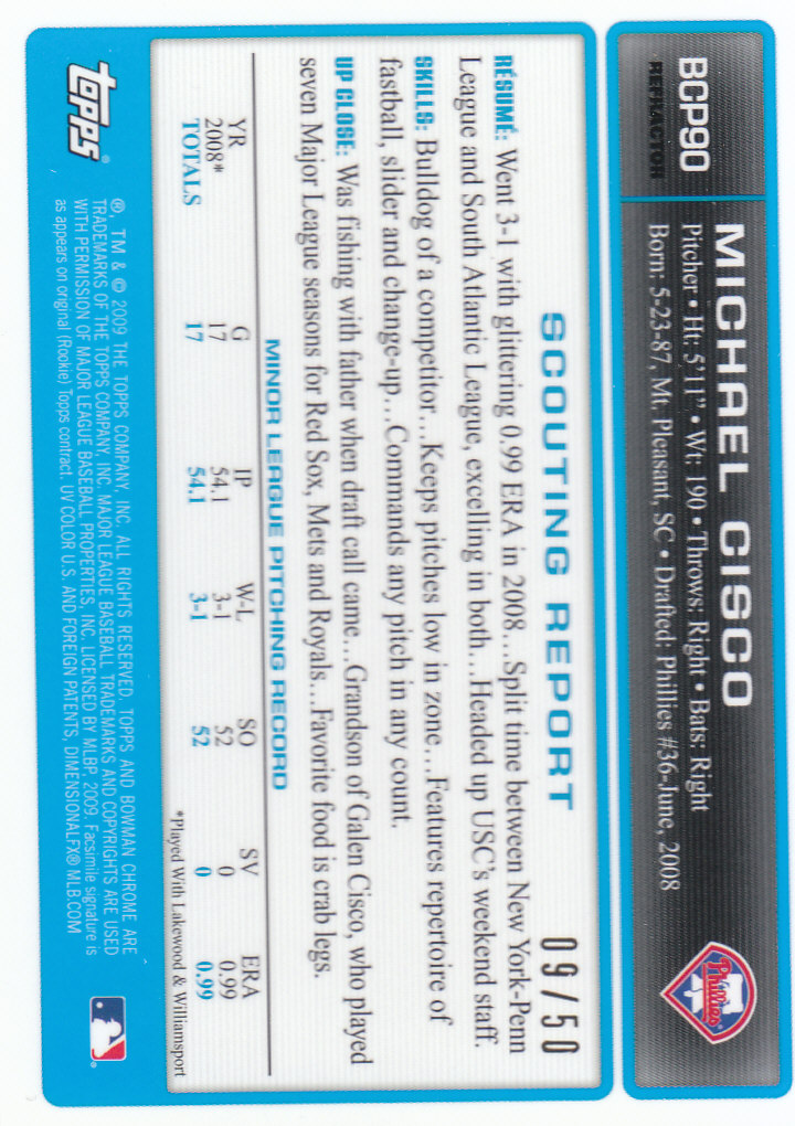 2009 Bowman Chrome Baseball Part 4 Prospects and Autograph Parallel Cards - Picture 9 of 109