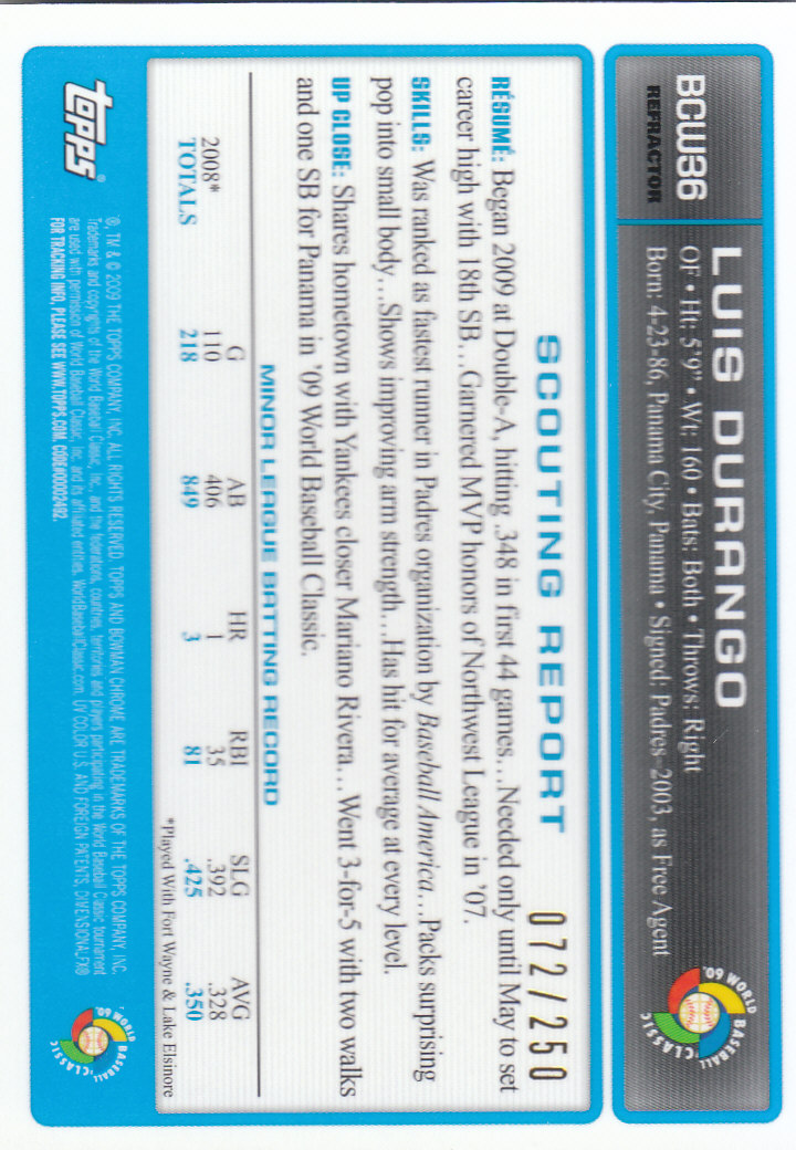 2009 Bowman Chrome Baseball Part 4 Prospects and Autograph Parallel Cards - Picture 103 of 109
