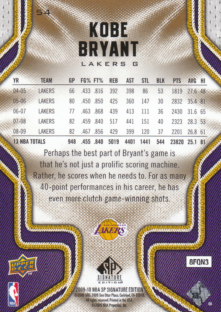 2009/2010 SP Signature Edition (Upper Deck) Basketball - Picture 23 of 42