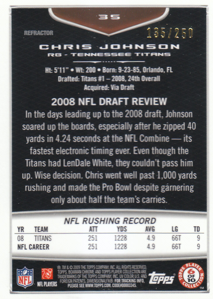 2009 Bowman Chrome Football Part 2 Parallel Refractors Cards - Picture 191 of 217