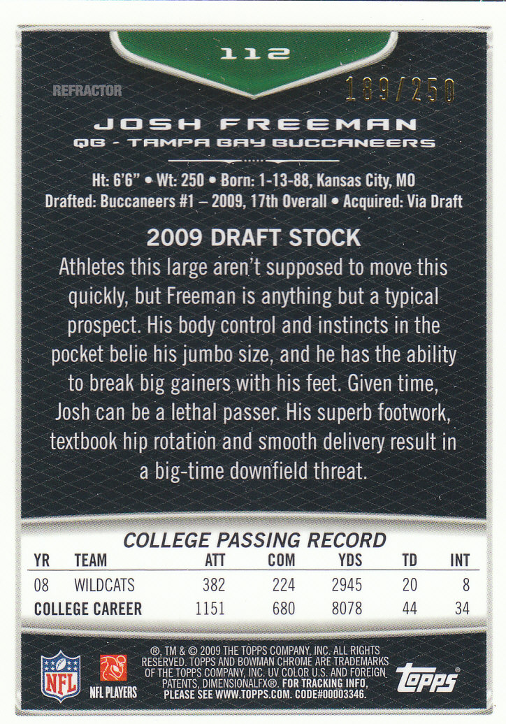 2009 Bowman Chrome Football Part 2 Parallel Refractors Cards - Picture 203 of 217