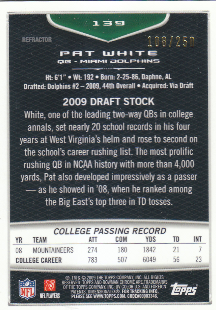 2009 Bowman Chrome Football Part 2 Parallel Refractors Cards - Picture 213 of 217