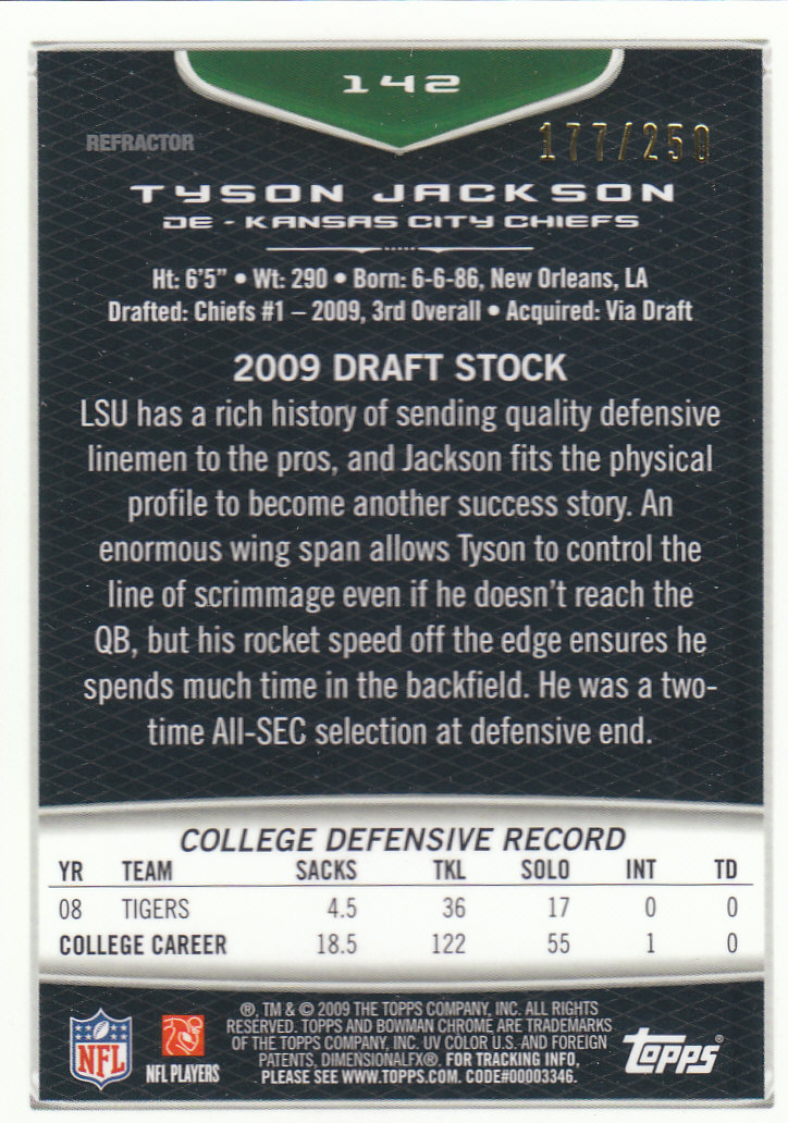 2009 Bowman Chrome Football Part 2 Parallel Refractors Cards - Picture 215 of 217