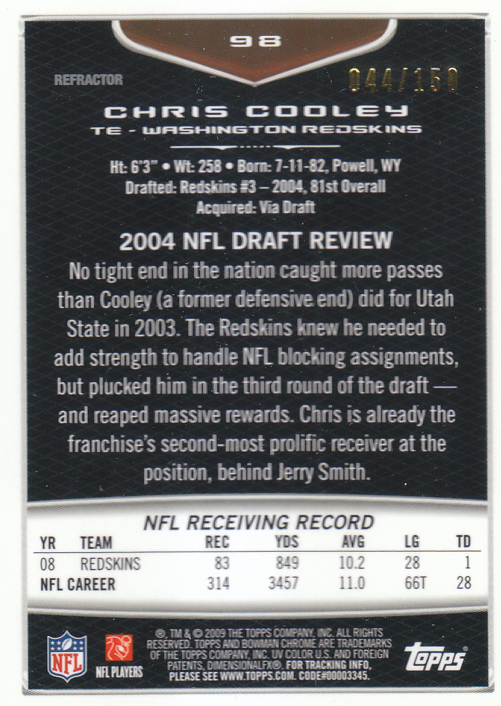 2009 Bowman Chrome Football Part 2 Parallel Refractors Cards - Picture 19 of 217