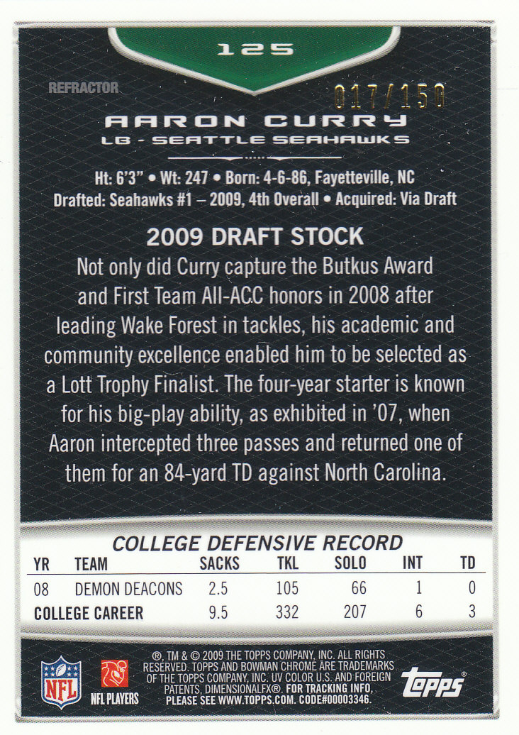 2009 Bowman Chrome Football Part 2 Parallel Refractors Cards - Picture 25 of 217