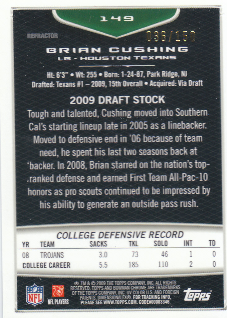 2009 Bowman Chrome Football Part 2 Parallel Refractors Cards - Picture 27 of 217