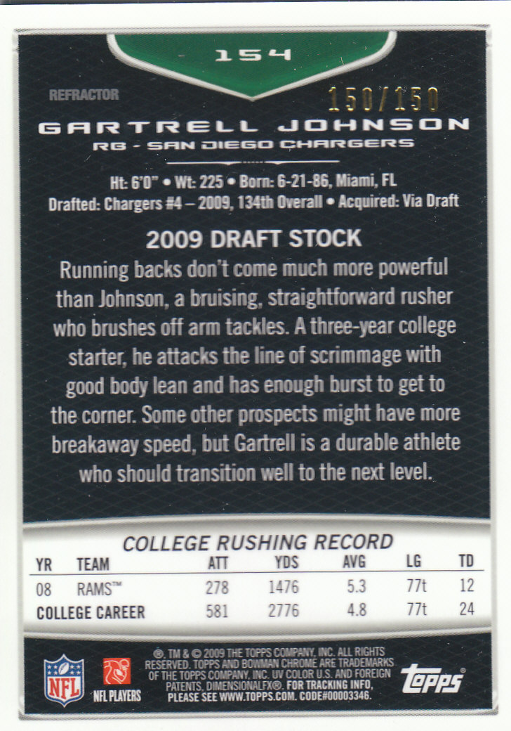 2009 Bowman Chrome Football Part 2 Parallel Refractors Cards - Picture 29 of 217