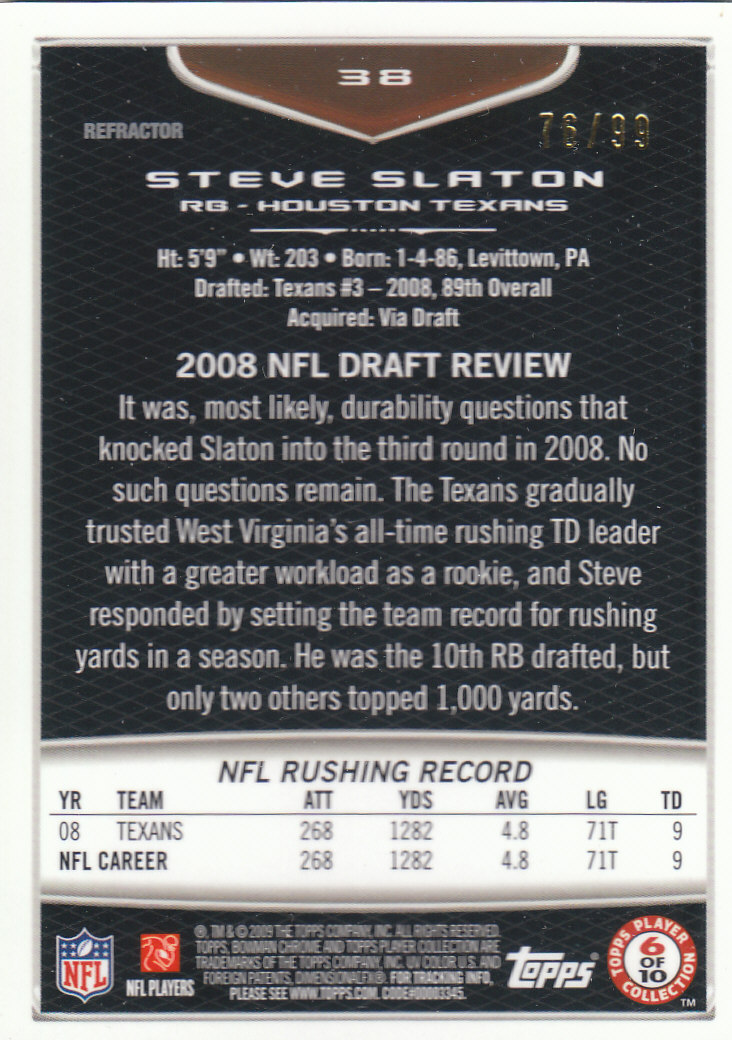 2009 Bowman Chrome Football Part 2 Parallel Refractors Cards - Picture 39 of 217