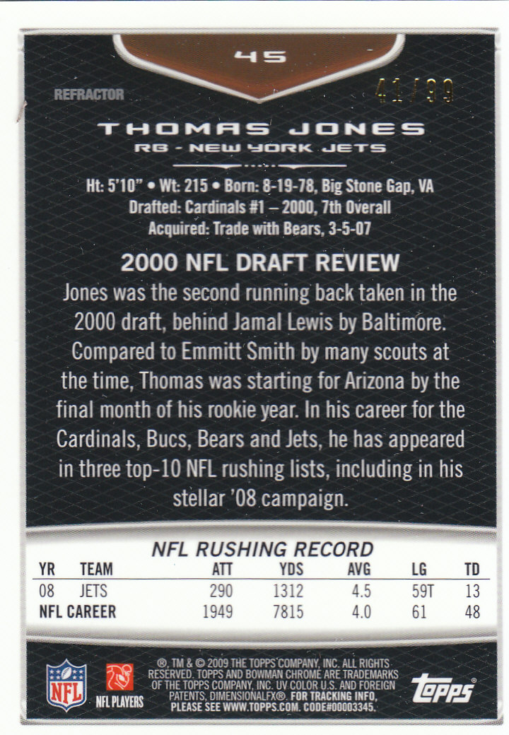 2009 Bowman Chrome Football Part 2 Parallel Refractors Cards - Picture 41 of 217