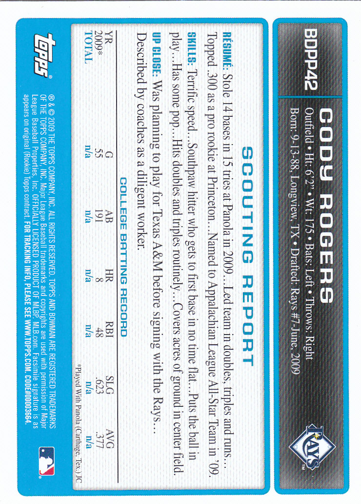 2009 Bowman Draft Baseball Part 2 Parallel Cards - Picture 243 of 387