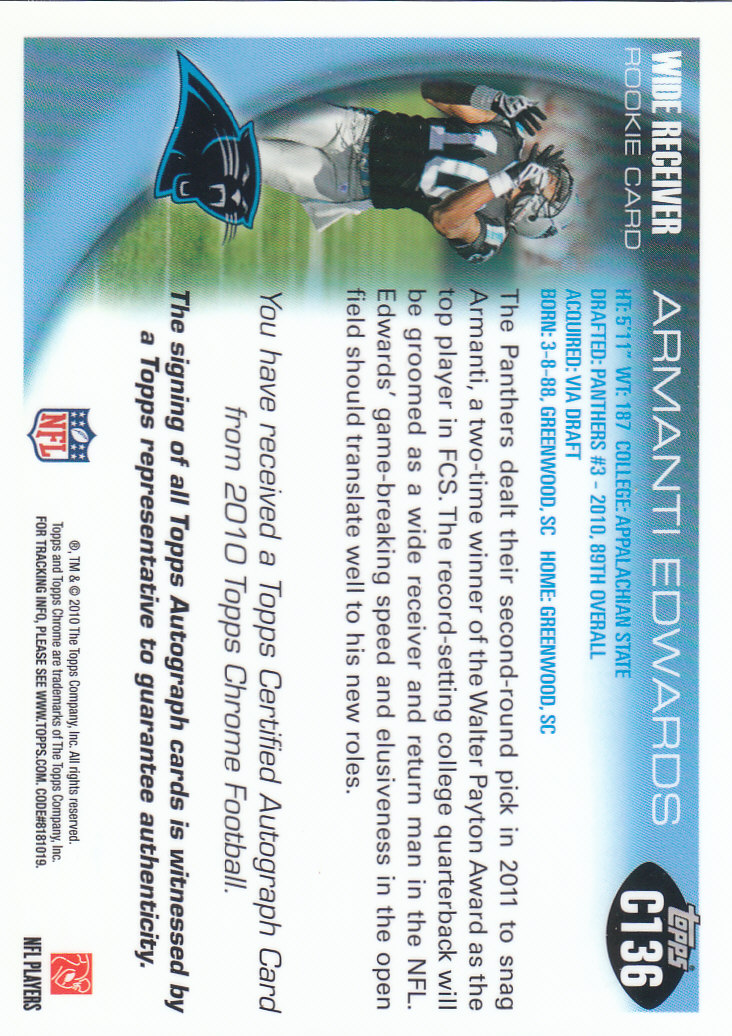 2010 Topps Chrome Football Part 3 Insert and Rookie Autograph Cards - Picture 79 of 81