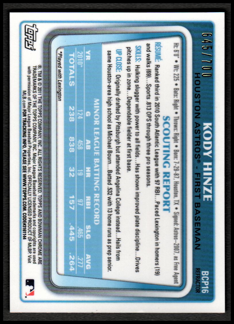 2011 Bowman Chrome Prospects Purple Refractors - Picture 9 of 122