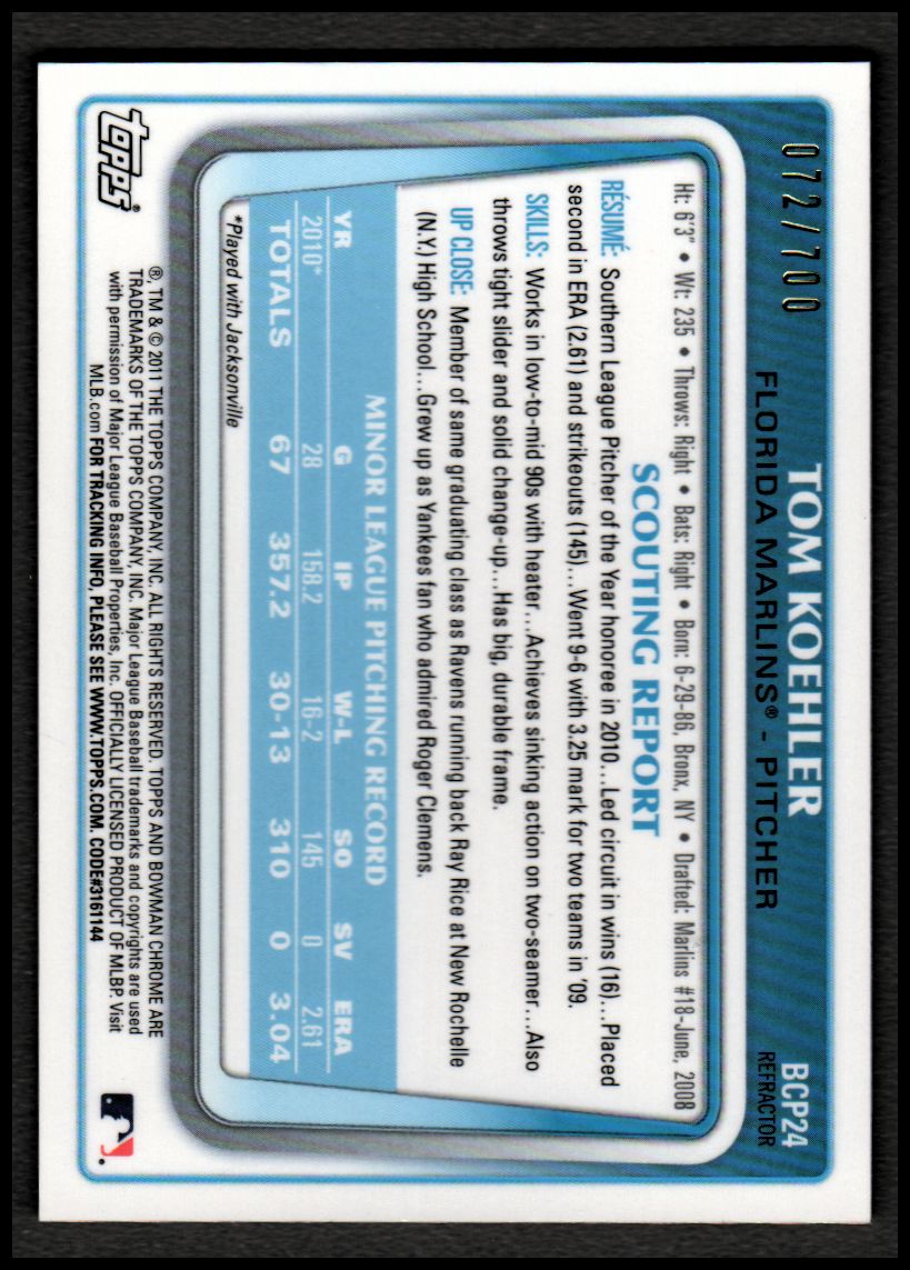 2011 Bowman Chrome Prospects Purple Refractors - Picture 13 of 122
