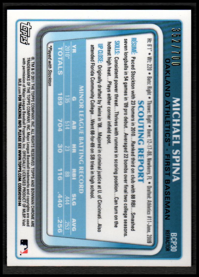 2011 Bowman Chrome Prospects Purple Refractors - Picture 17 of 122