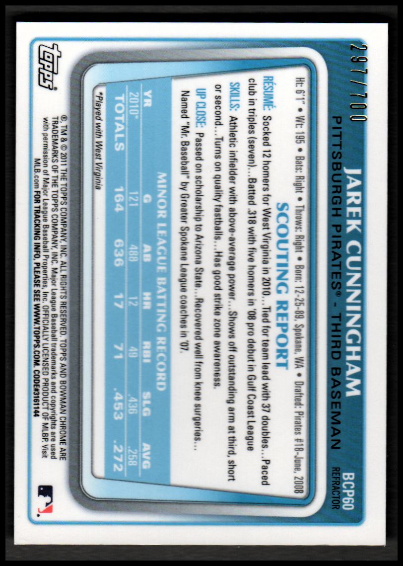 2011 Bowman Chrome Prospects Purple Refractors - Picture 34 of 122