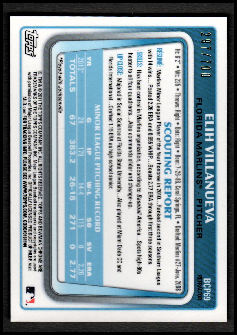 2011 Bowman Chrome Prospects Purple Refractors - Picture 40 of 122