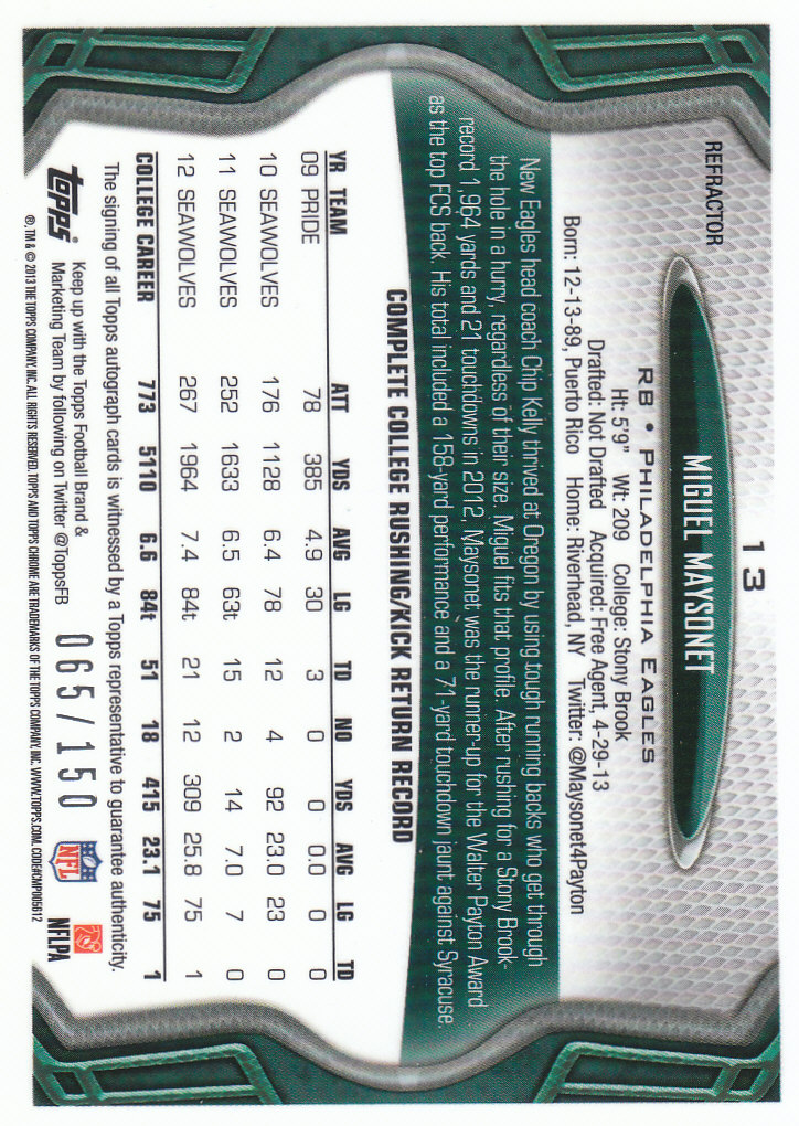 2013 Topps Chrome Football Part 4 Insert and Autograph Rookie Cards - Picture 152 of 166