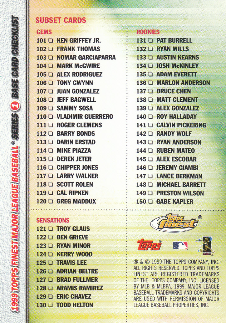 1999 Finest Baseball Part 2 - Picture 65 of 65