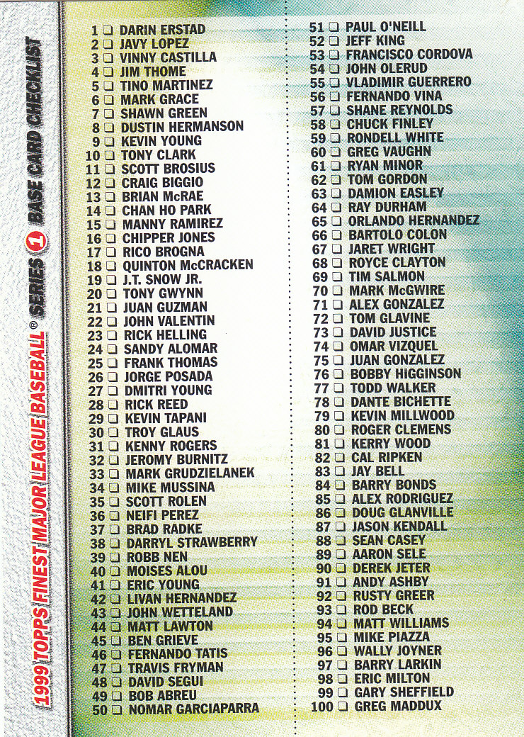 1999 Finest Baseball Part 2 - Picture 64 of 65