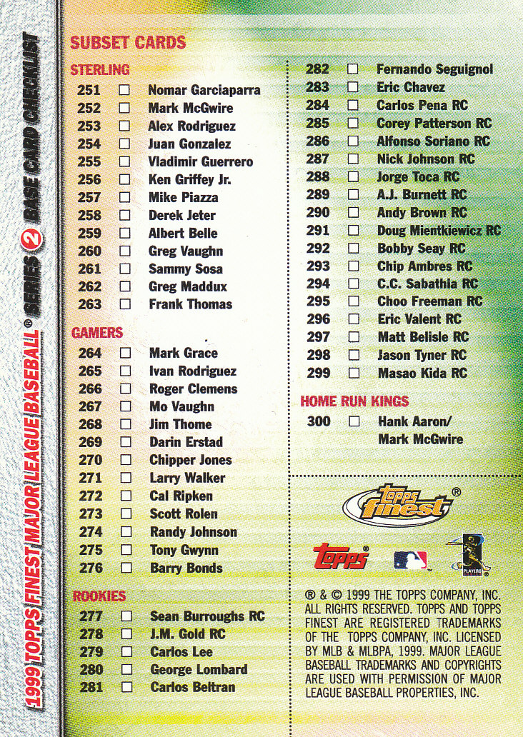 1999 Finest Baseball Part 2 - Picture 63 of 65