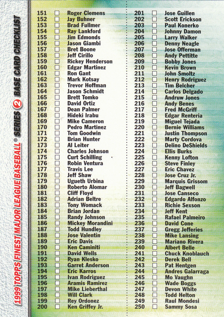 1999 Finest Baseball Part 2 - Picture 62 of 65
