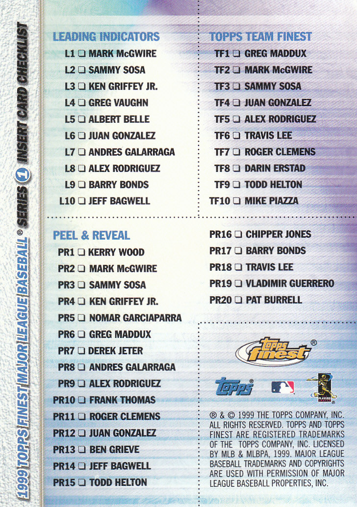 1999 Finest Baseball Part 2 - Picture 61 of 65